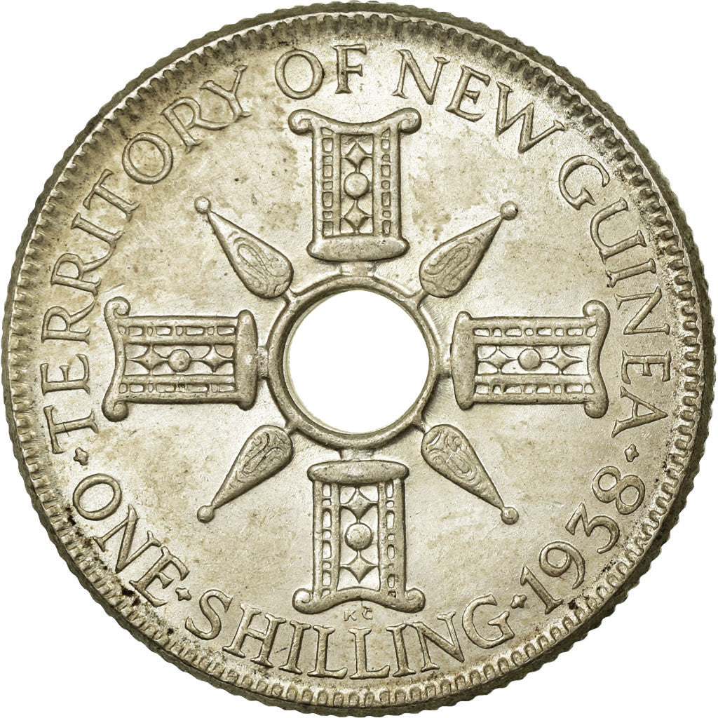 Coin, NEW GUINEA, Shilling, 1938, AU(55-58), Silver, KM:8