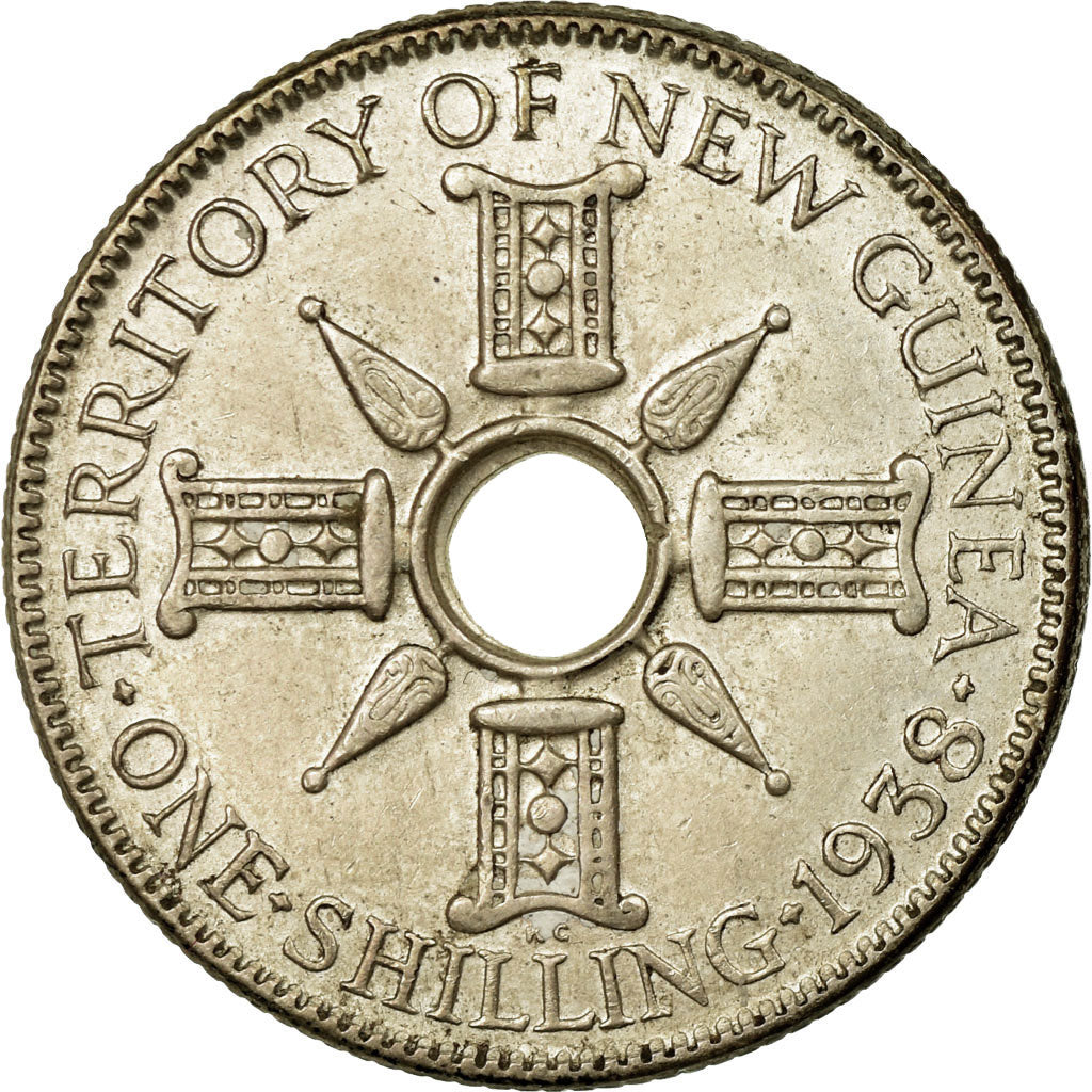 Coin, NEW GUINEA, Shilling, 1938, EF(40-45), Silver, KM:8