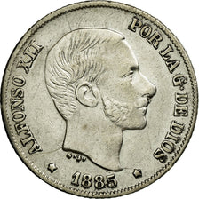 Coin, Philippines, 10 Centimos, 1885, AU(55-58), Silver, KM:148