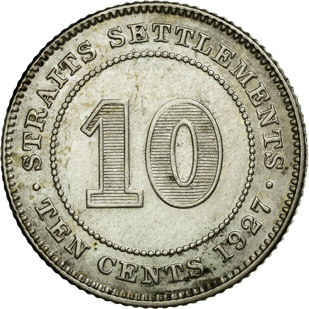 Coin, Straits Settlements, George V, 10 Cents, 1927, EF(40-45), Silver, KM:29b