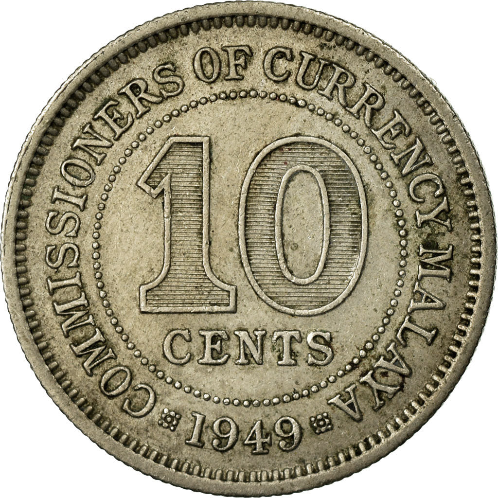 Coin, MALAYA, 10 Cents, 1949, EF(40-45), Copper-nickel, KM:8