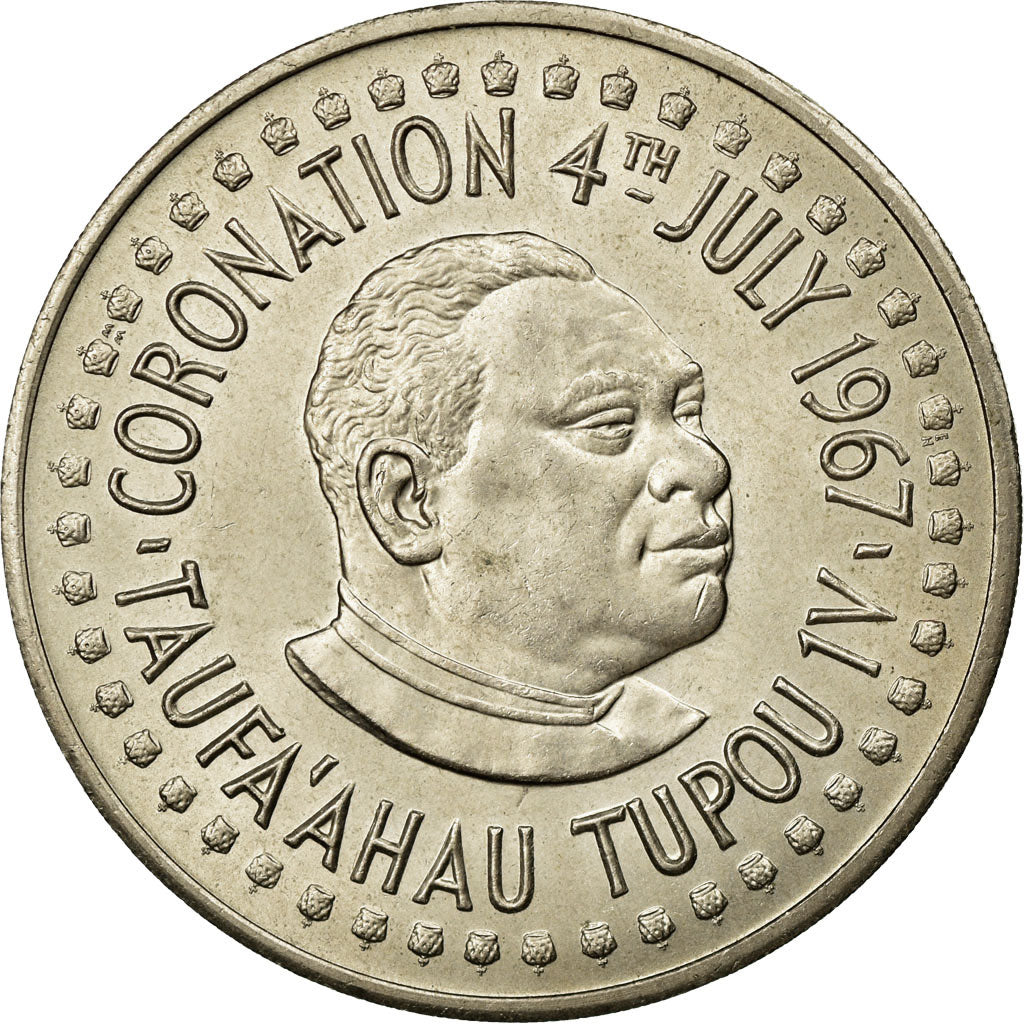 Coin, Tonga, King Taufa'ahau Tupou IV, Pa'anga, 1967, AU(50-53), Copper-nickel