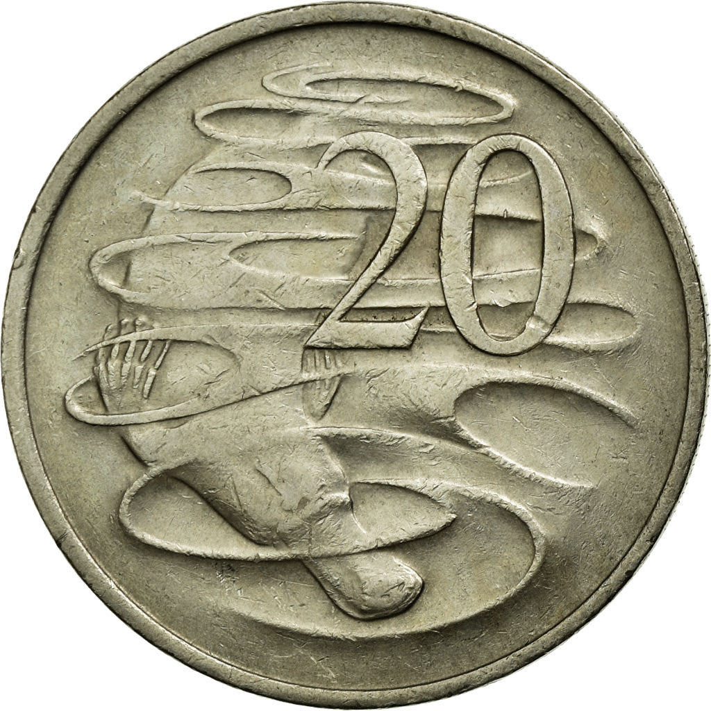 Moneda, Australia, Elizabeth II, 20 Cents, 1974, BC+, Cobre - níquel, KM:66