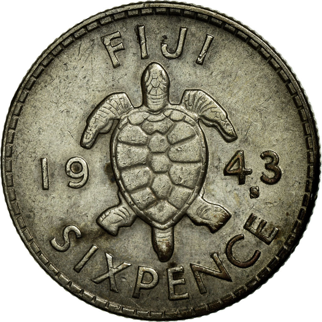 Coin, Fiji, George VI, Sixpence, 1943, EF(40-45), Silver, KM:11a