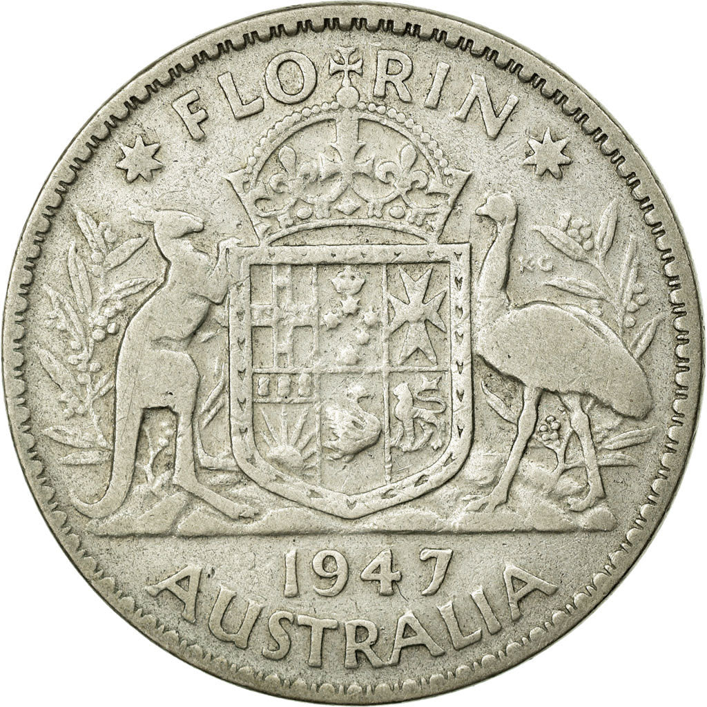 Coin, Australia, George VI, Florin, 1947, Melbourne, VF(20-25), Silver, KM:40a