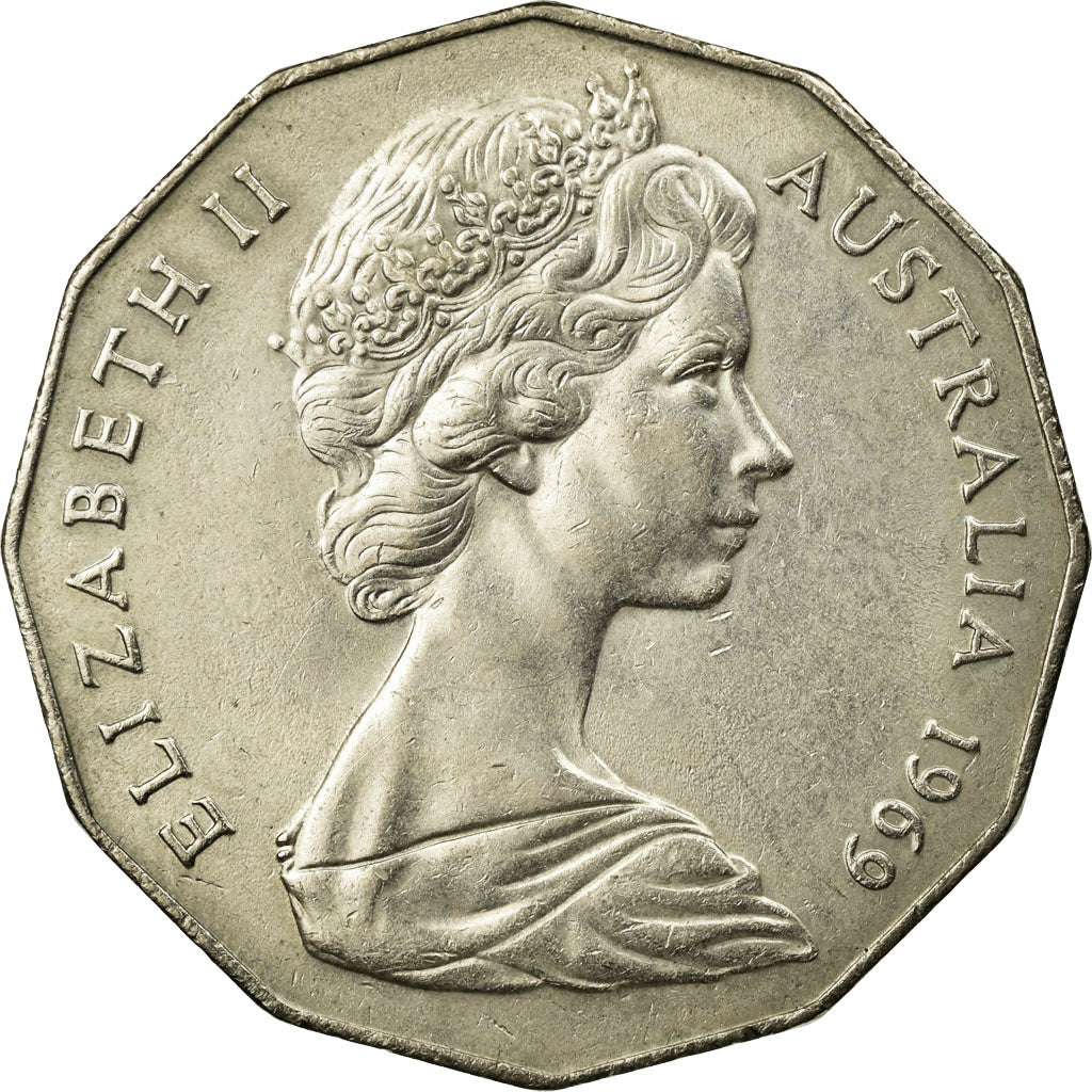 Coin, Australia, Elizabeth II, 50 Cents, 1969, AU(55-58), Copper-nickel, KM:68