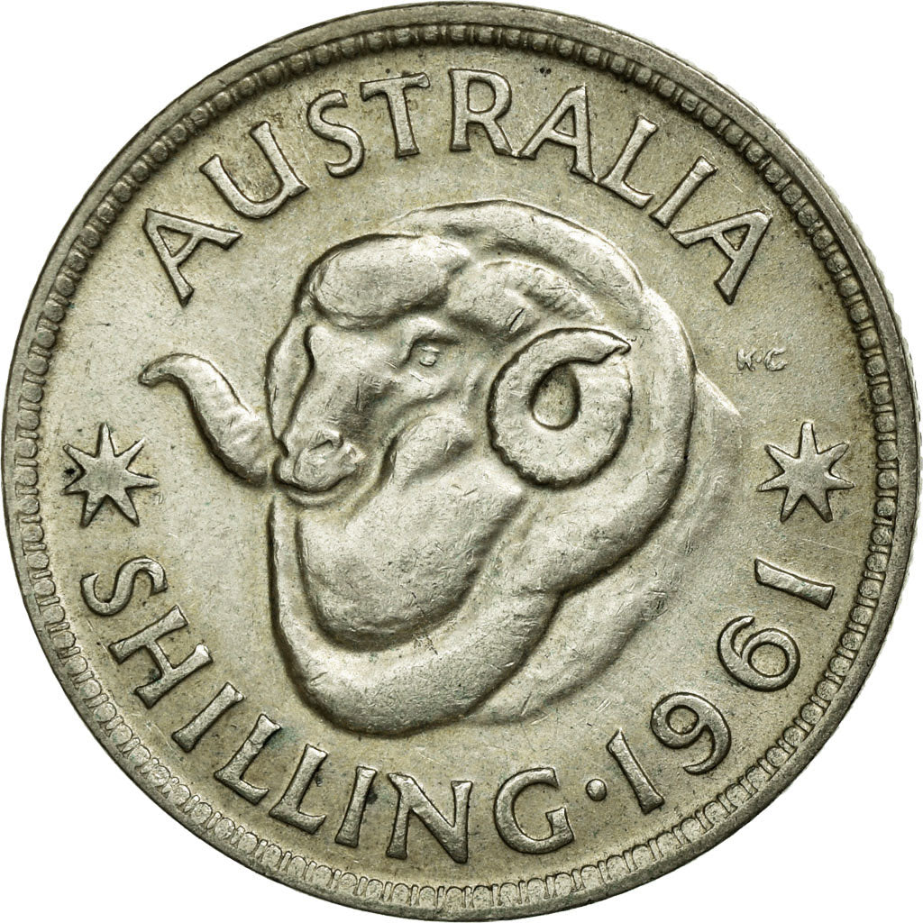 Coin, Australia, Elizabeth II, Shilling, 1961, Melbourne, EF(40-45), Silver