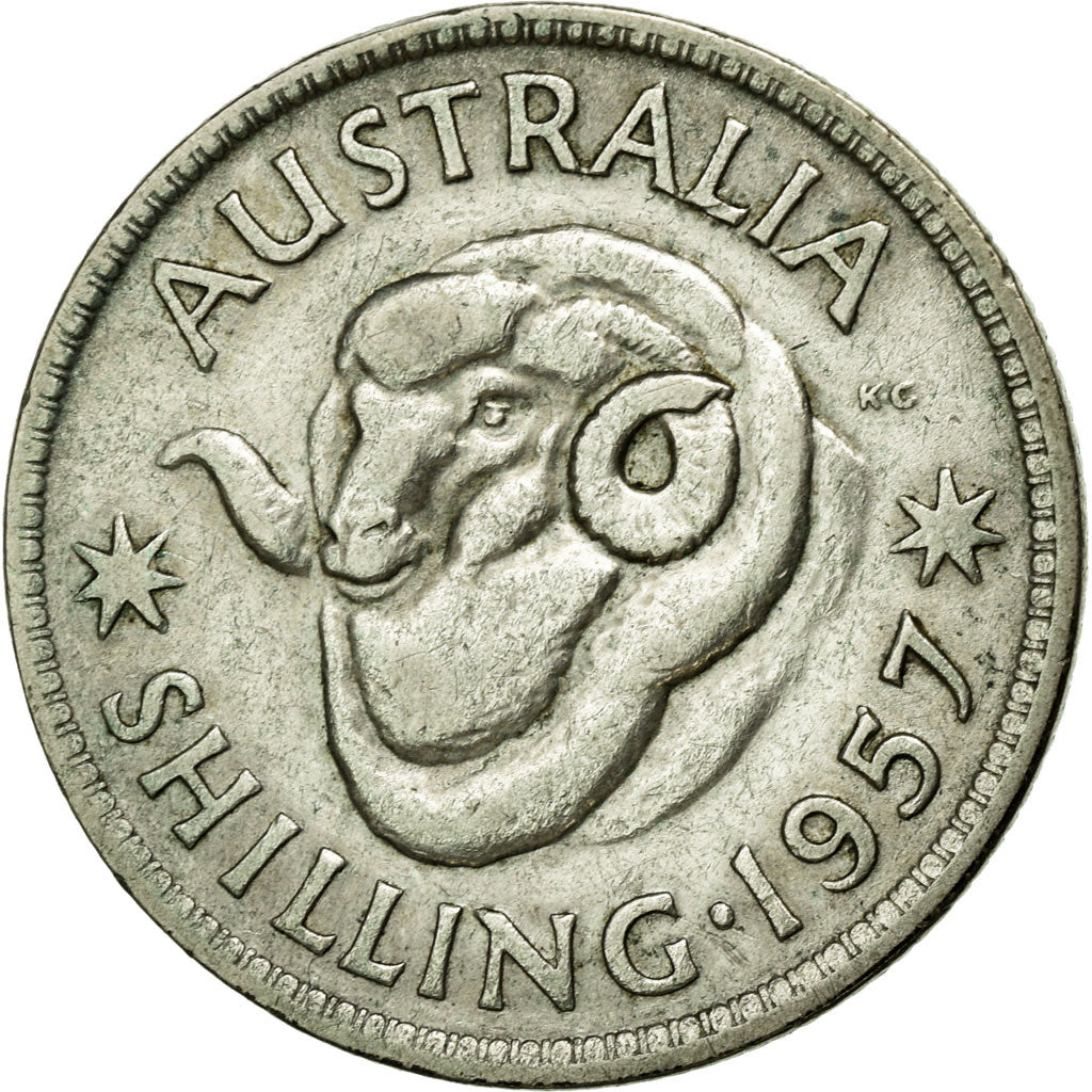 Coin, Australia, Elizabeth II, Shilling, 1957, Melbourne, VF(20-25), Silver
