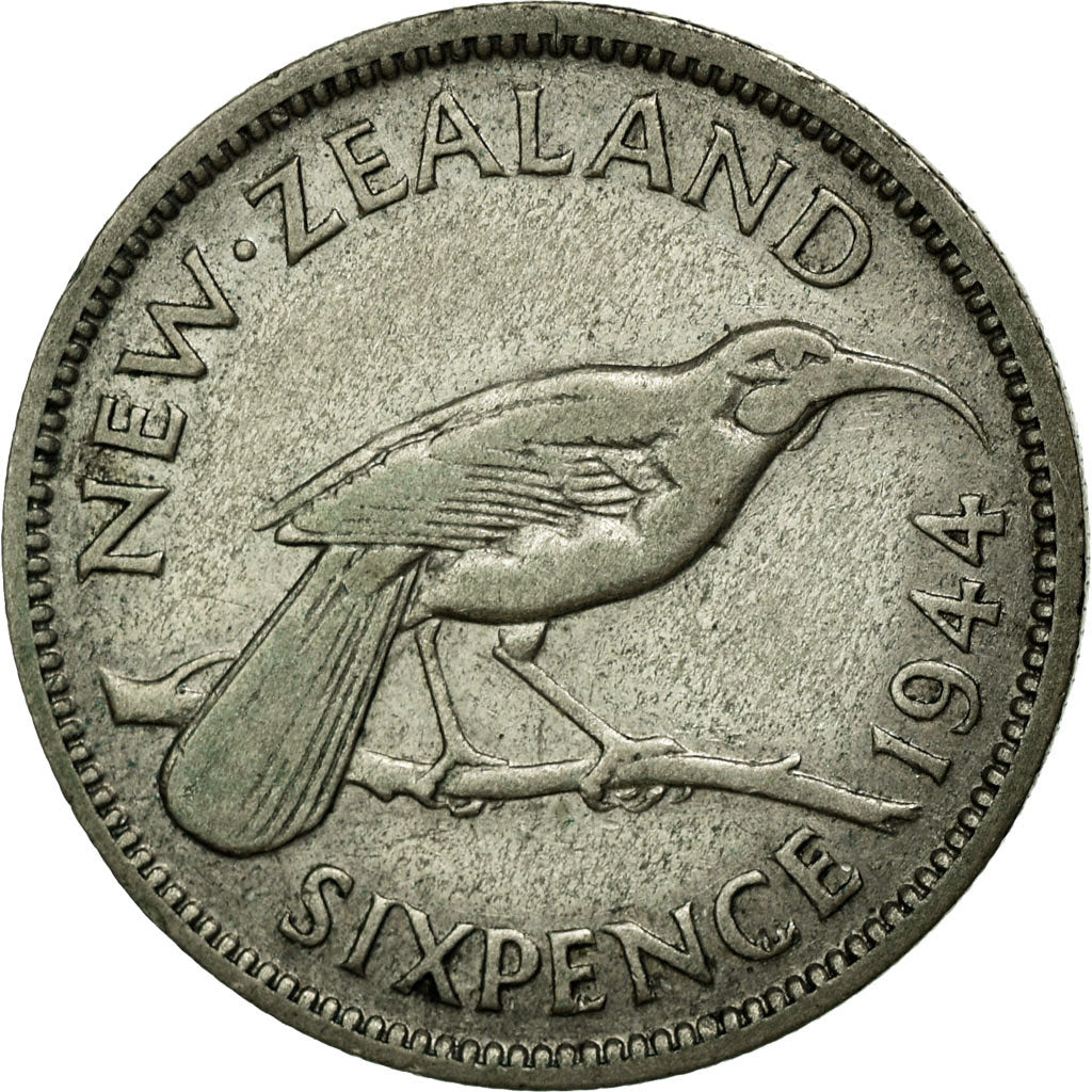 Coin, New Zealand, George VI, 6 Pence, 1944, VF(30-35), Silver, KM:8