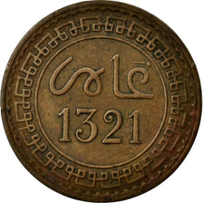 Coin, Morocco, 'Abd al-Aziz, 2 Mazunas, 1903/AH1321, Paris, EF(40-45), Bronze