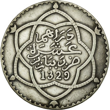 Coin, Morocco, 'Abd al-Hafiz, Rial, 10 Dirhams, 1911/AH1329, bi-Bariz, Paris