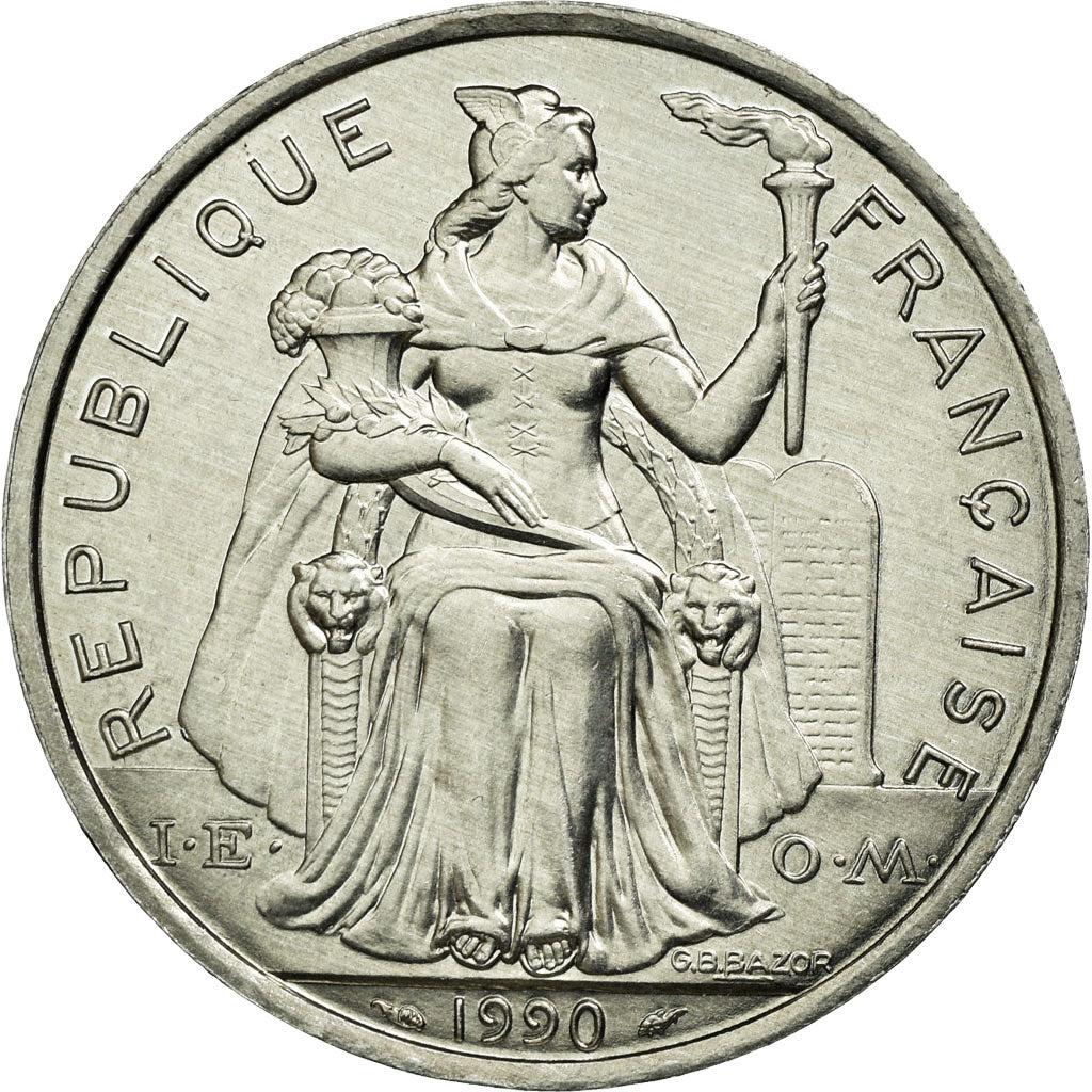 Monnaie, French Polynesia, 5 Francs, 1990, Paris, SUP, Aluminium, KM:12