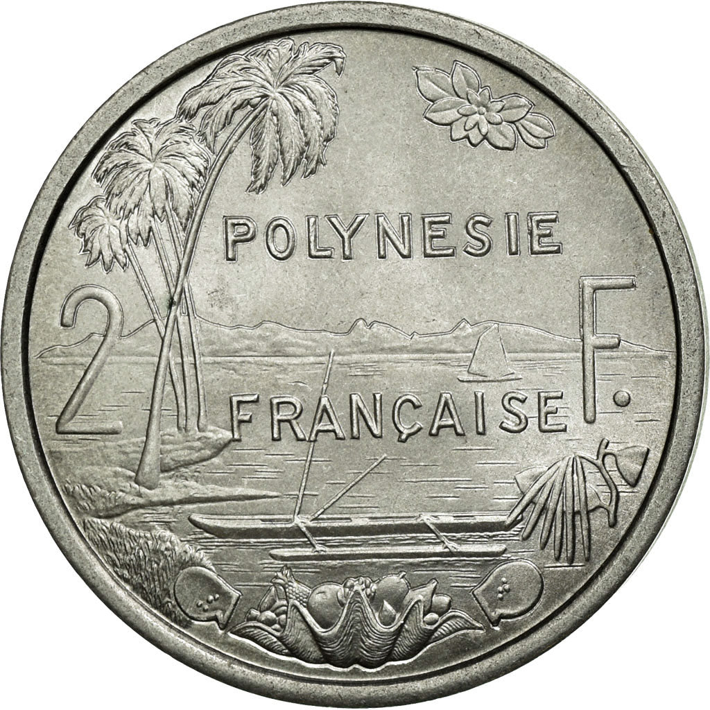Moneda, Polinesia francesa, 2 Francs, 1975, Paris, EBC, Aluminio, KM:10