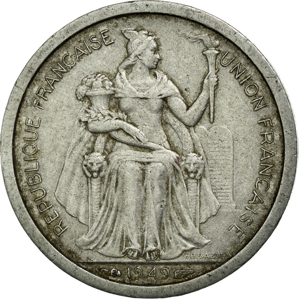 Monnaie, FRENCH OCEANIA, Franc, 1949, TB, Aluminium, KM:2