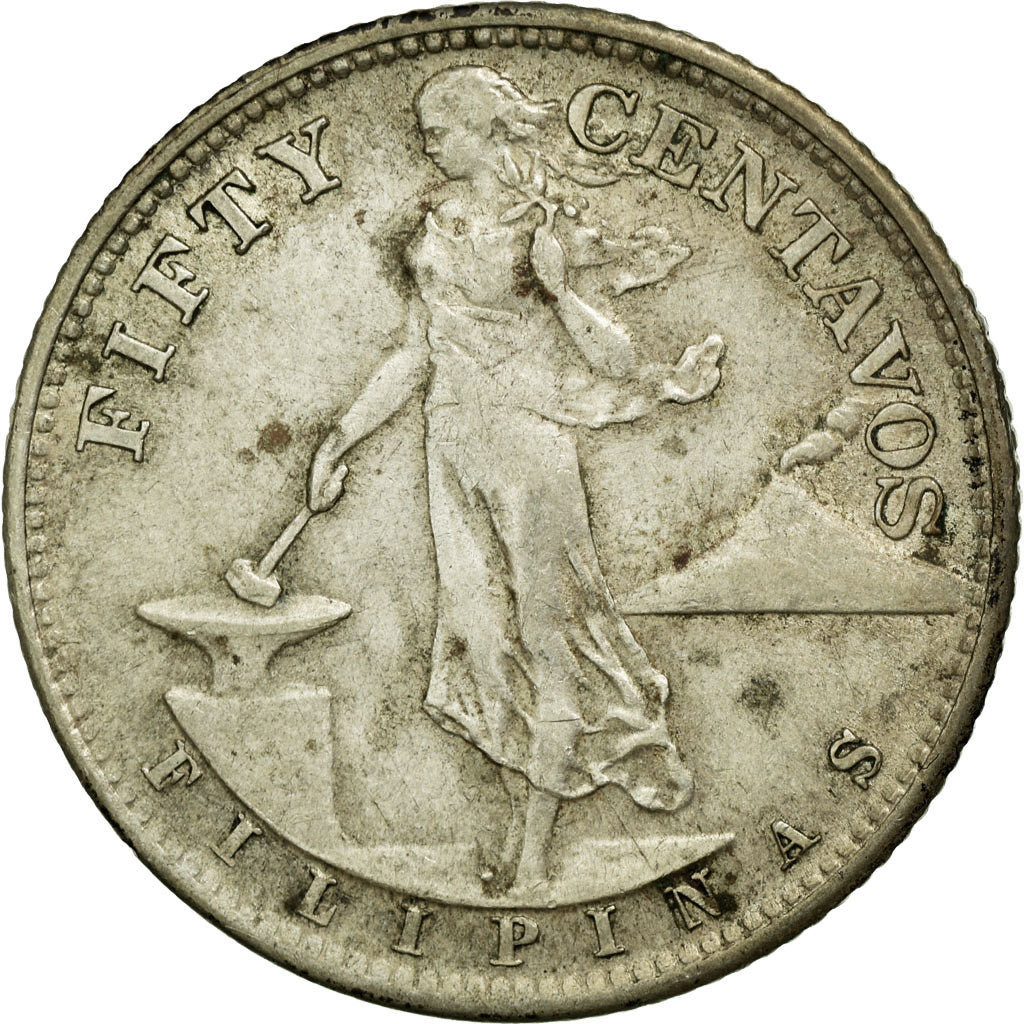 Coin, Philippines, 50 Centavos, 1945, EF(40-45), Silver, KM:183