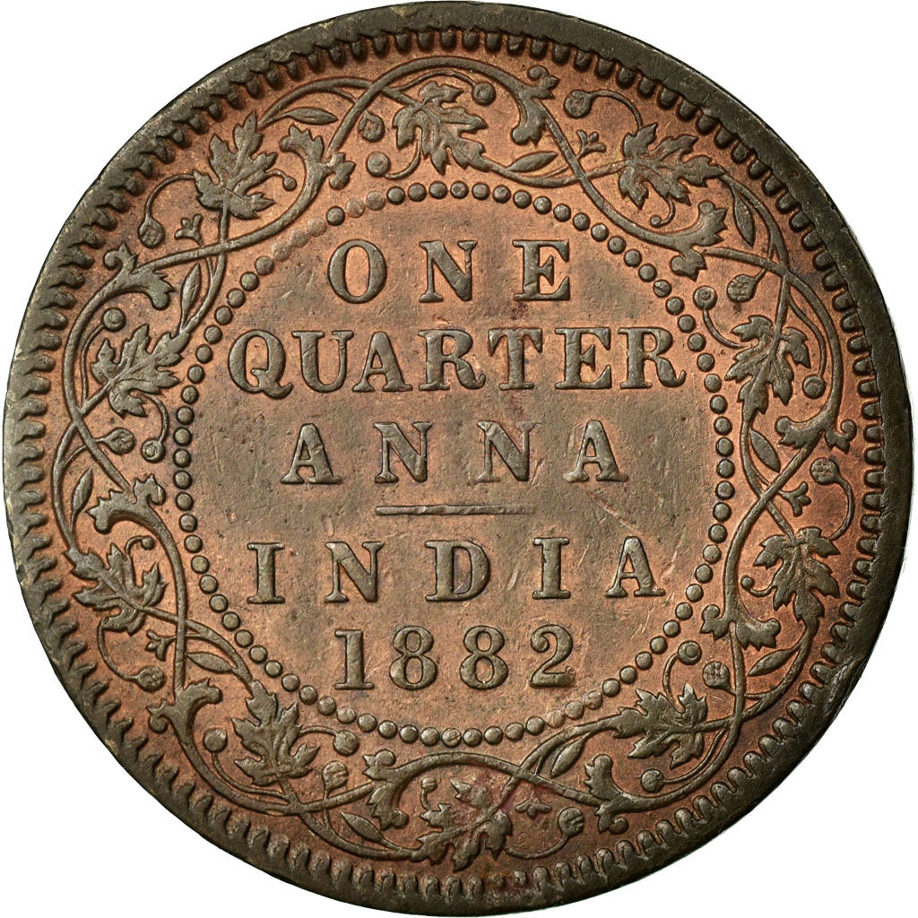 Monnaie, INDIA-BRITISH, Victoria, 1/4 Anna, 1882, TTB, Cuivre, KM:486