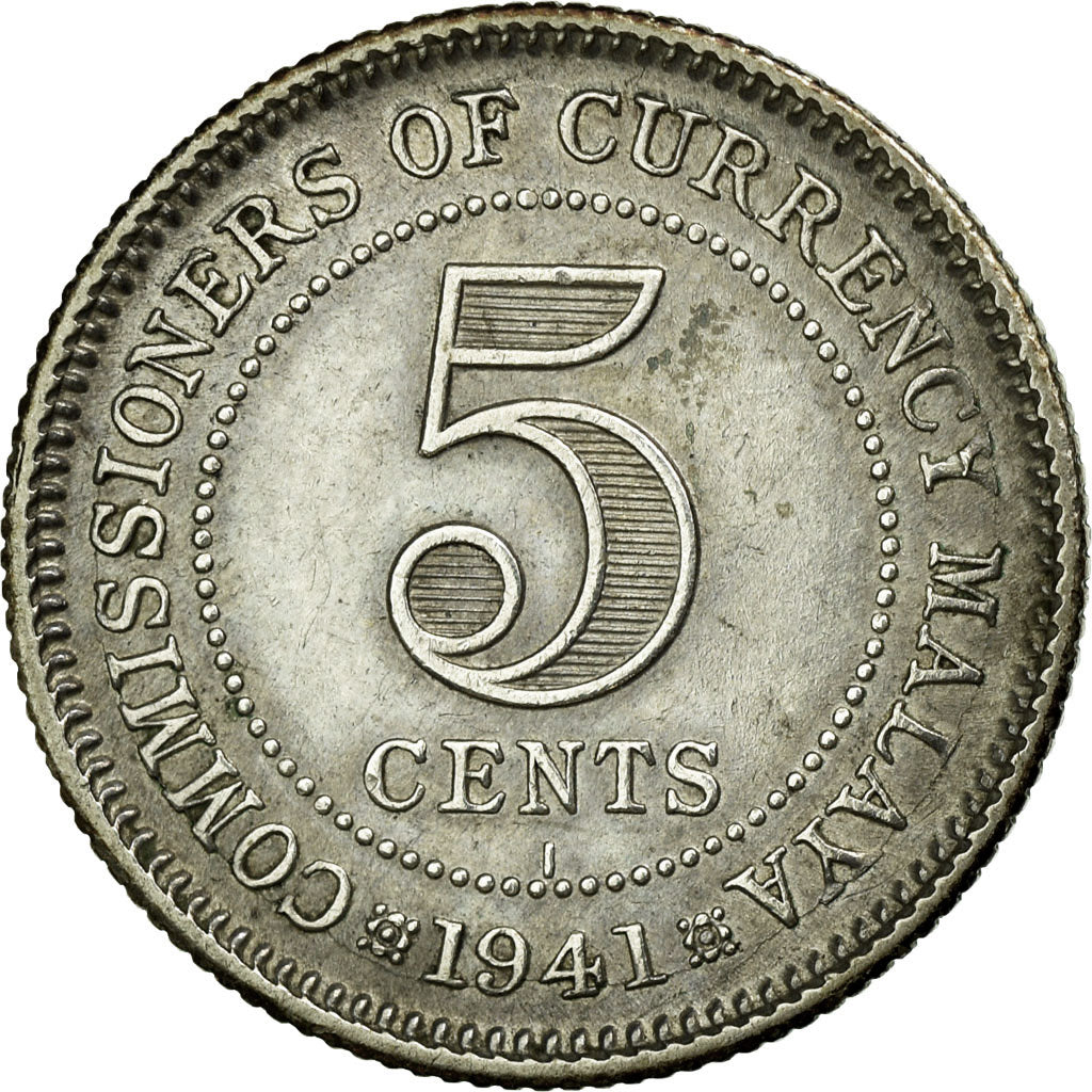 Coin, MALAYA, 5 Cents, 1941, EF(40-45), Silver, KM:3
