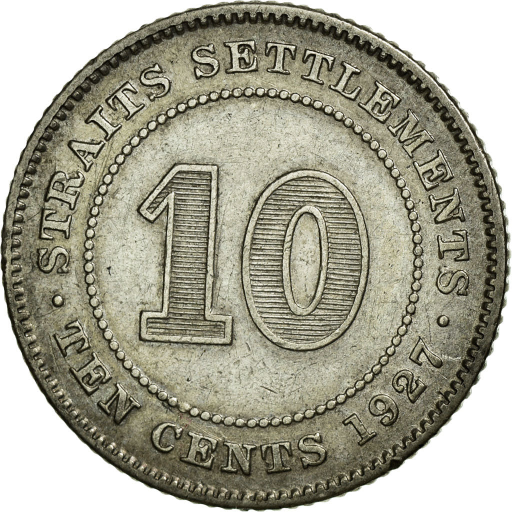 Coin, Straits Settlements, George V, 10 Cents, 1927, EF(40-45), Silver, KM:29b