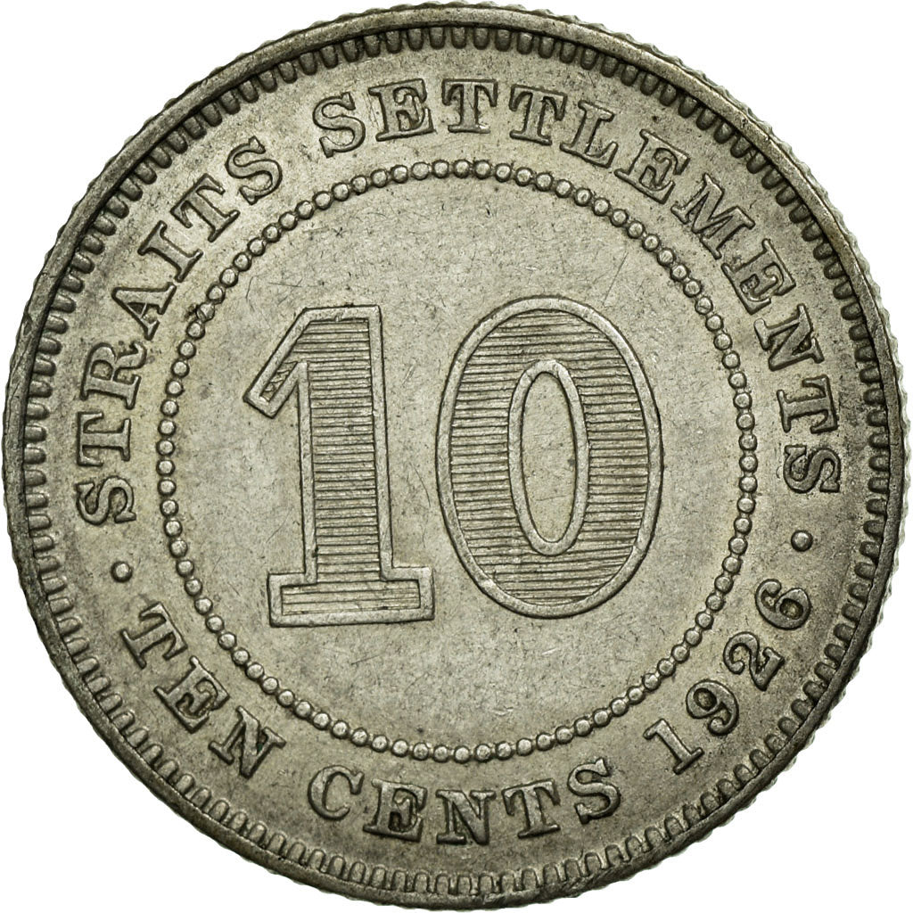 Coin, Straits Settlements, George V, 10 Cents, 1926, EF(40-45), Silver, KM:29b