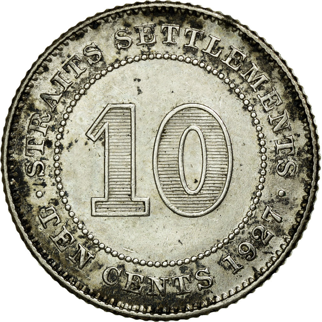 Coin, Straits Settlements, George V, 10 Cents, 1927, F(12-15), Silver, KM:29b