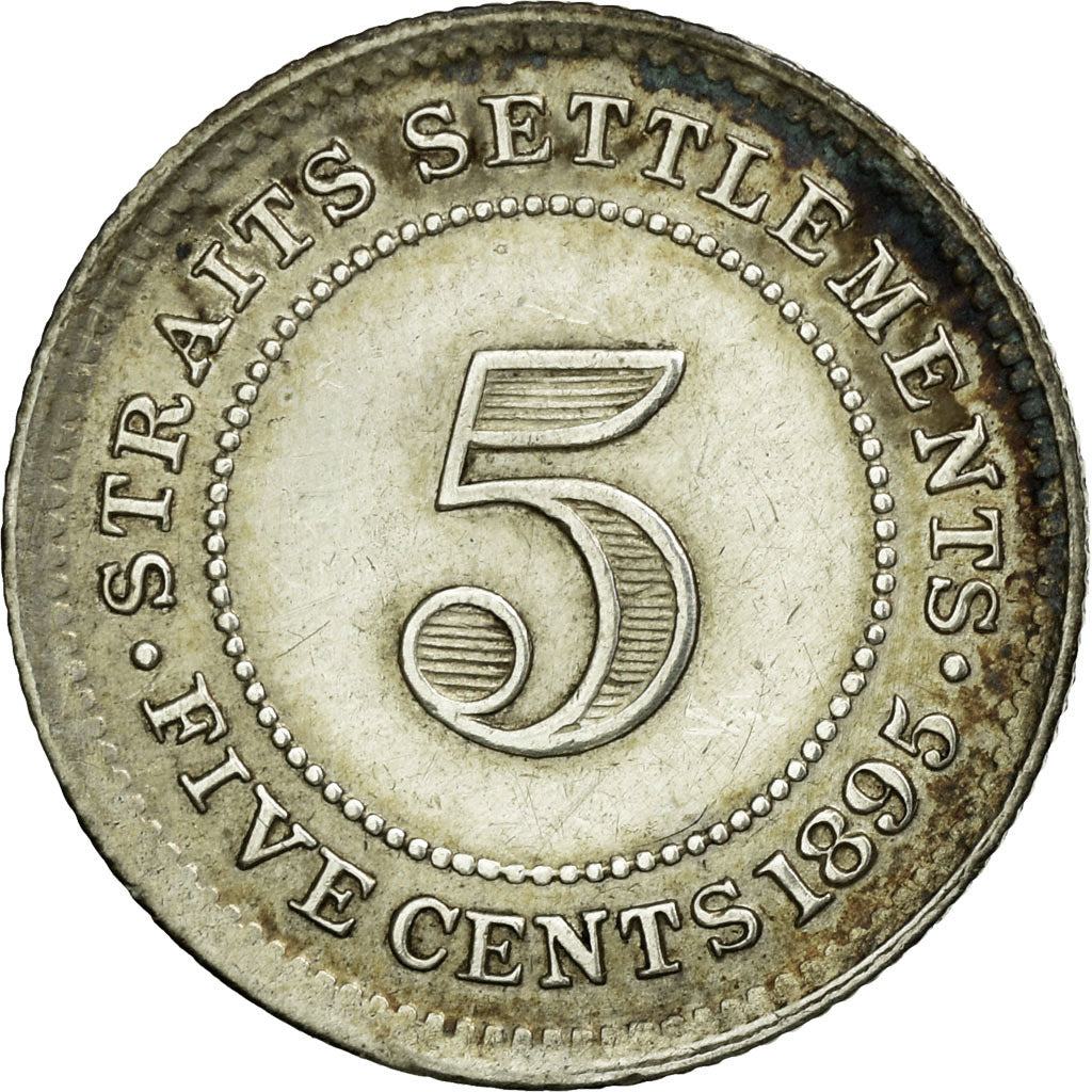 Coin, Straits Settlements, Victoria, 5 Cents, 1895, EF(40-45), Silver, KM:10