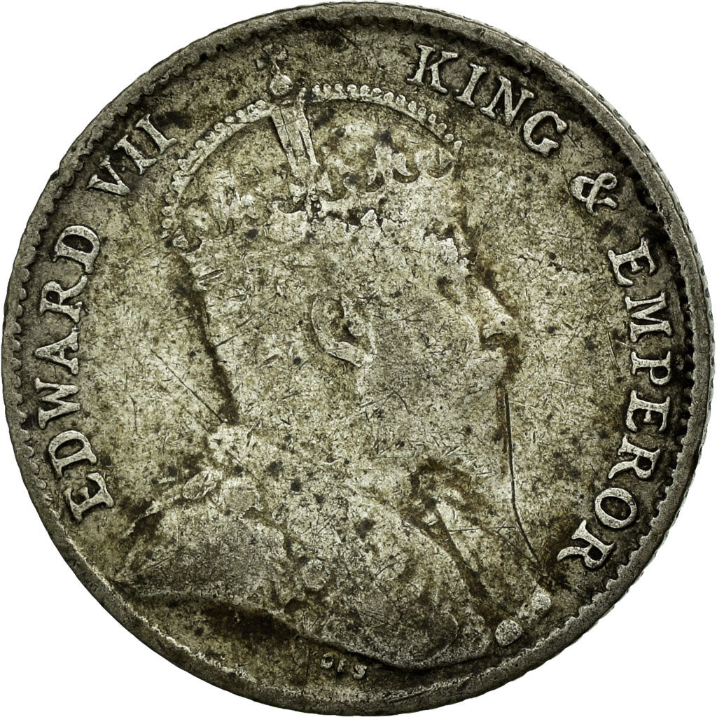 Monnaie, Straits Settlements, Edward VII, 5 Cents, 1910, Bombay, B+, Argent