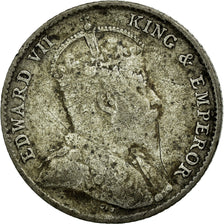 Monnaie, Straits Settlements, Edward VII, 5 Cents, 1910, Bombay, B+, Argent