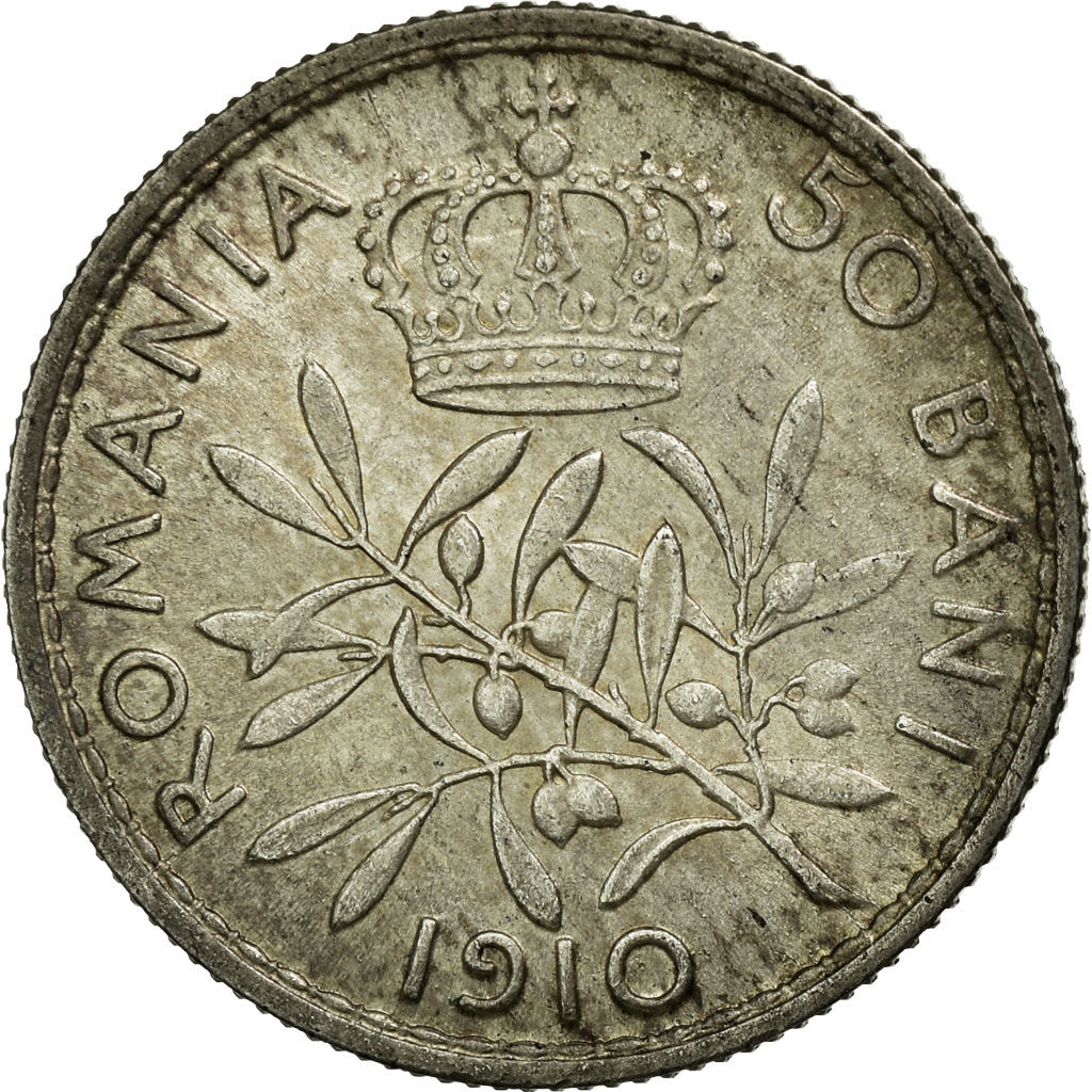 Coin, Romania, Carol I, 50 Bani, 1910, EF(40-45), Silver, KM:41