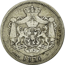 Coin, Romania, Carol I, Leu, 1874, VF(30-35), Silver, KM:10