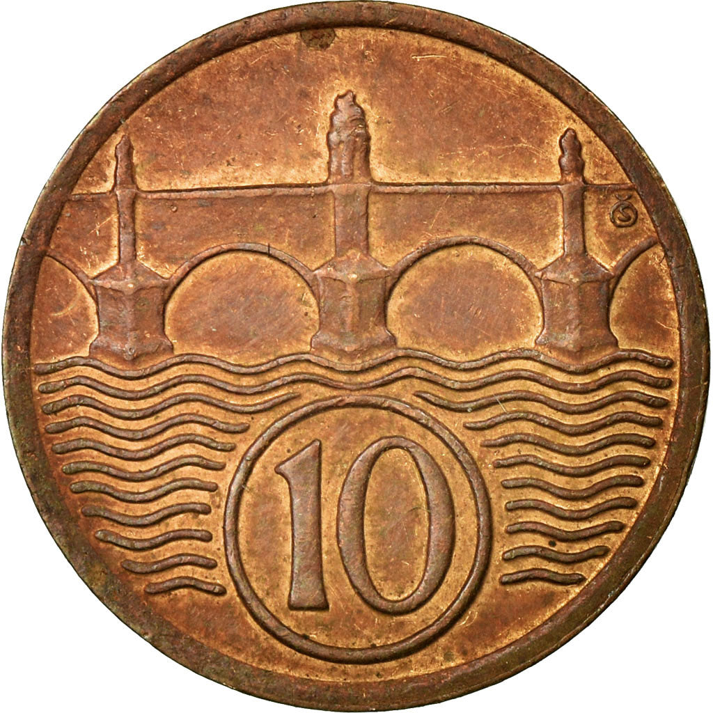 Coin, Czechoslovakia, 10 Haleru, 1928, EF(40-45), Bronze, KM:3