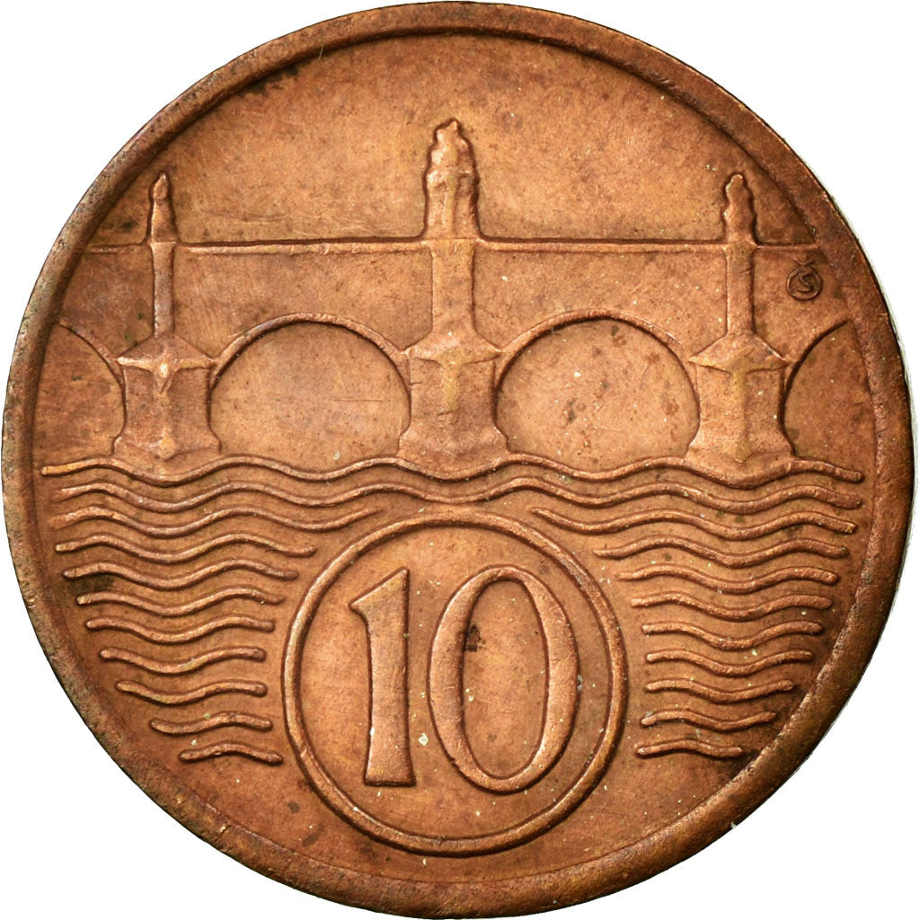 Moneda, Checoslovaquia, 10 Haleru, 1931, MBC, Bronce, KM:3