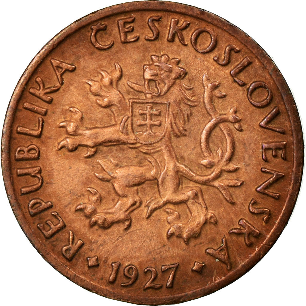 Coin, Czechoslovakia, 5 Haleru, 1927, EF(40-45), Bronze, KM:6