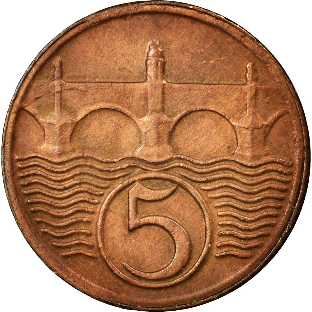 Coin, Czechoslovakia, 5 Haleru, 1927, EF(40-45), Bronze, KM:6