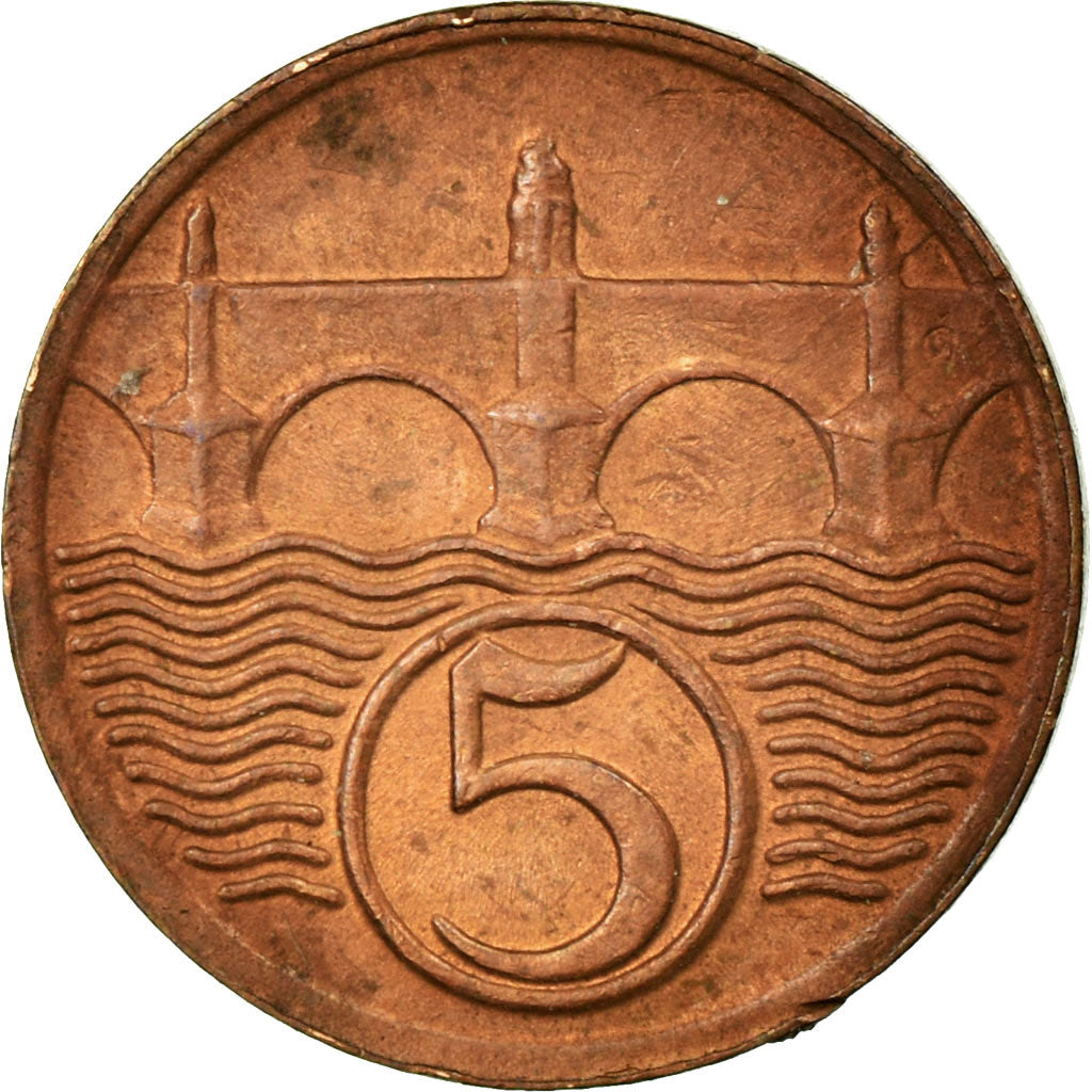 Coin, Czechoslovakia, 5 Haleru, 1929, EF(40-45), Bronze, KM:6
