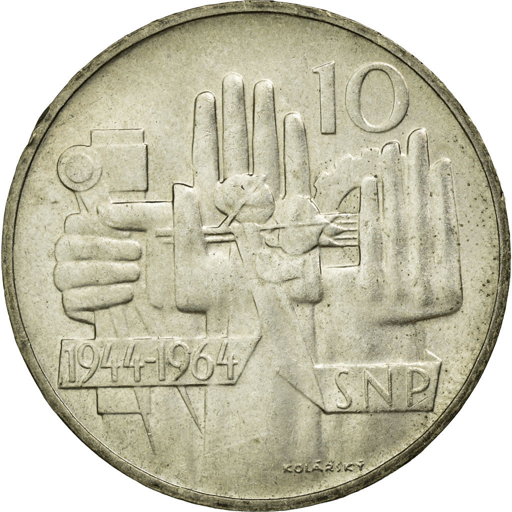 Coin, Czechoslovakia, 10 Korun, 1955, EF(40-45), Silver, KM:56