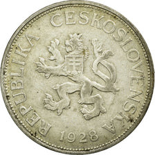 Coin, Czechoslovakia, 5 Korun, 1928, EF(40-45), Silver, KM:11