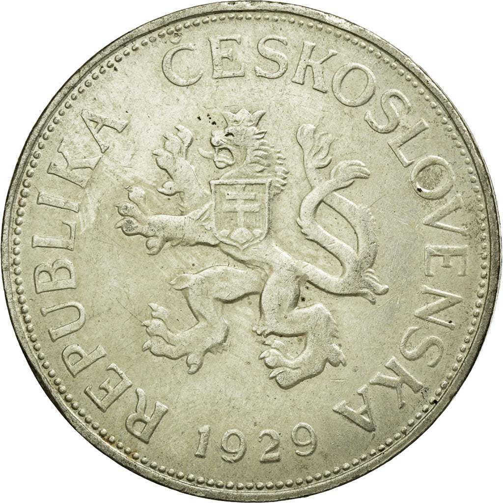 Coin, Czechoslovakia, 5 Korun, 1929, EF(40-45), Silver, KM:11