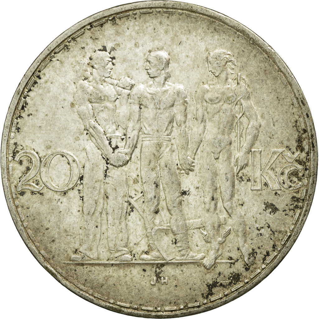Coin, Czechoslovakia, 20 Korun, 1934, EF(40-45), Silver, KM:17