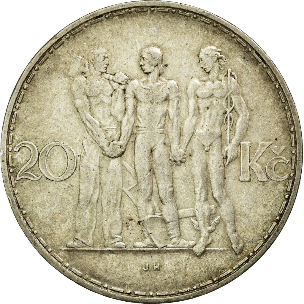 Coin, Czechoslovakia, 20 Korun, 1933, EF(40-45), Silver, KM:17