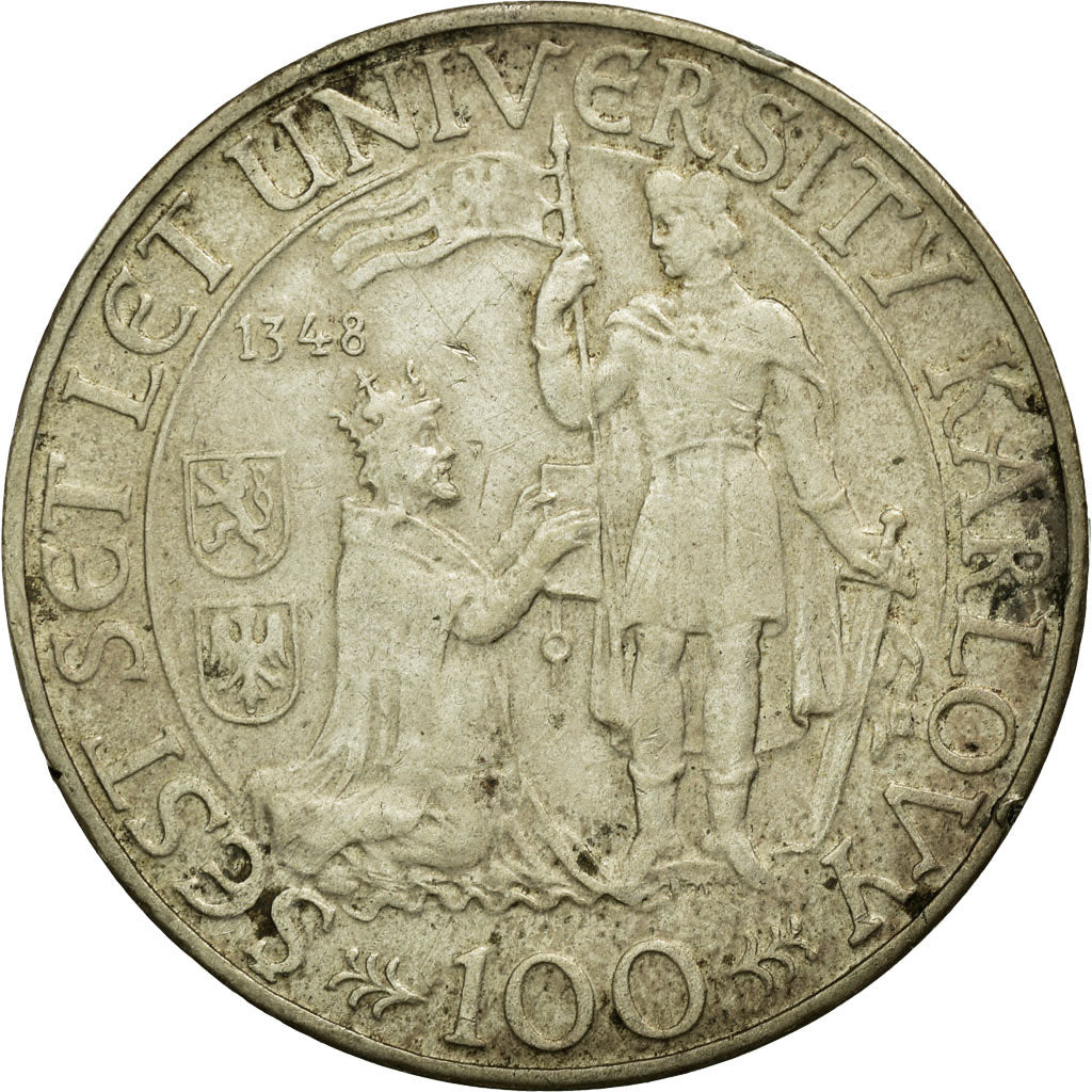 Coin, Czechoslovakia, 100 Korun, 1948, EF(40-45), Silver, KM:26