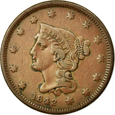 Coin, United States, Braided Hair Cent, Cent, 1842, U.S. Mint, Philadelphia