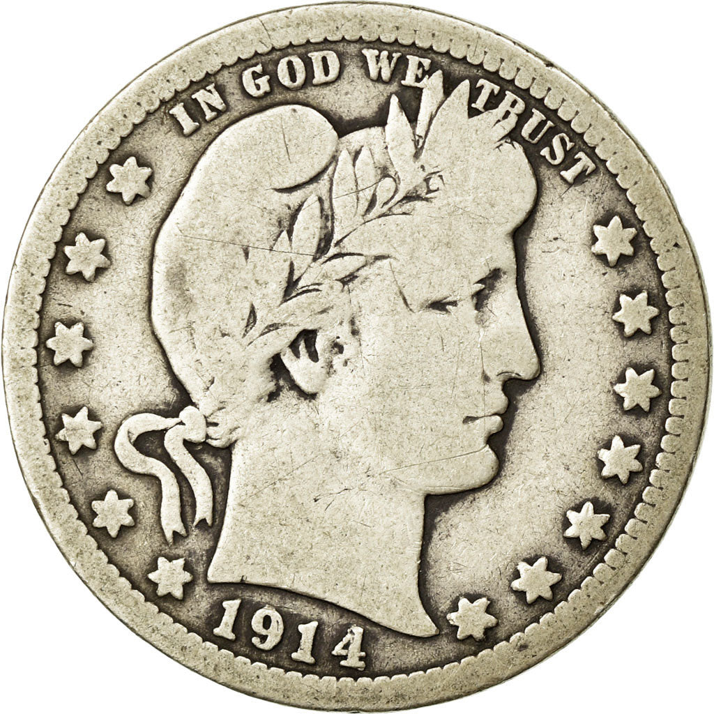 Moneda, Estados Unidos, Barber Quarter, Quarter, 1914, U.S. Mint, Philadelphia