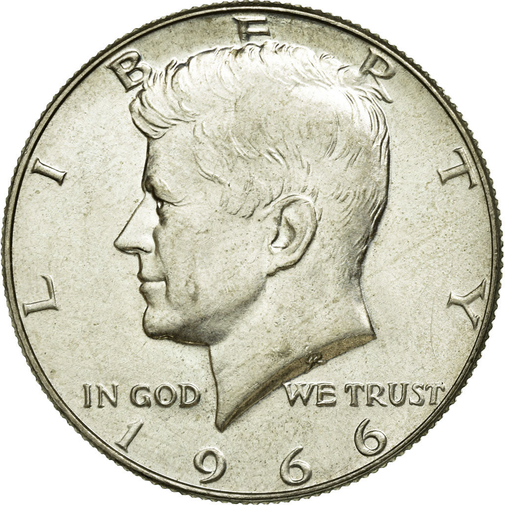 Coin, United States, Kennedy Half Dollar, Half Dollar, 1966, U.S. Mint