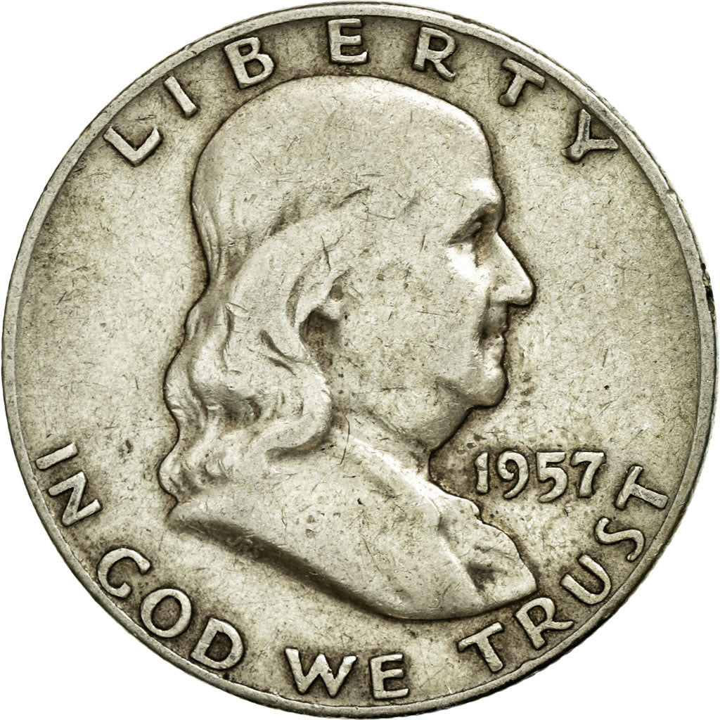 Coin, United States, Franklin Half Dollar, Half Dollar, 1957, U.S. Mint, Denver