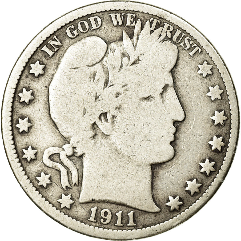 Coin, United States, Barber Half Dollar, Half Dollar, 1911, U.S. Mint
