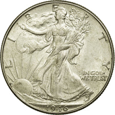 Coin, United States, Walking Liberty Half Dollar, Half Dollar, 1946, U.S. Mint
