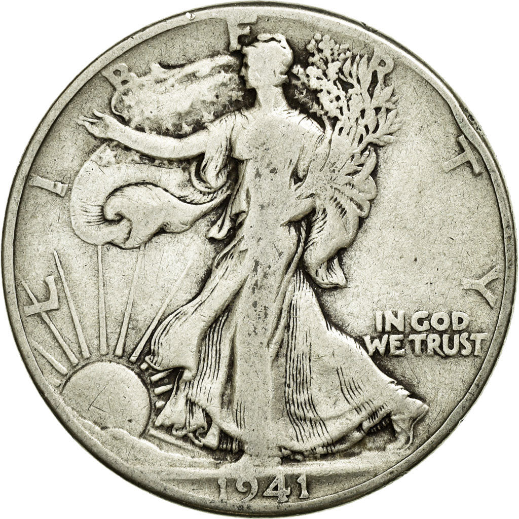 Coin, United States, Walking Liberty Half Dollar, Half Dollar, 1941, U.S. Mint