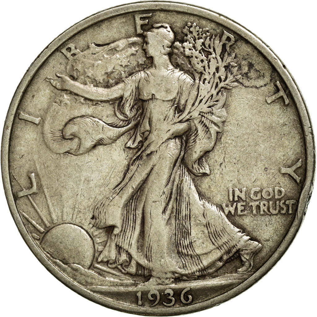 Coin, United States, Walking Liberty Half Dollar, Half Dollar, 1936, U.S. Mint