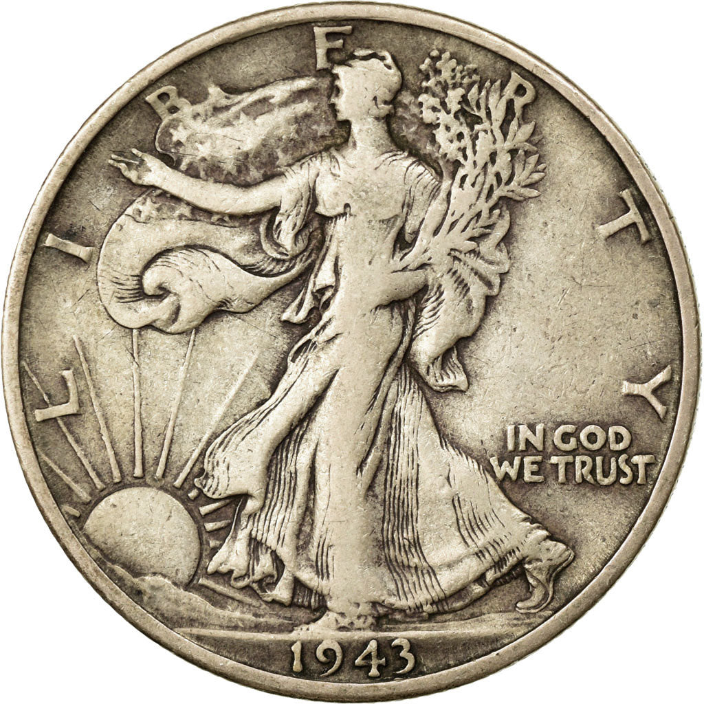 Coin, United States, Walking Liberty Half Dollar, Half Dollar, 1943, U.S. Mint
