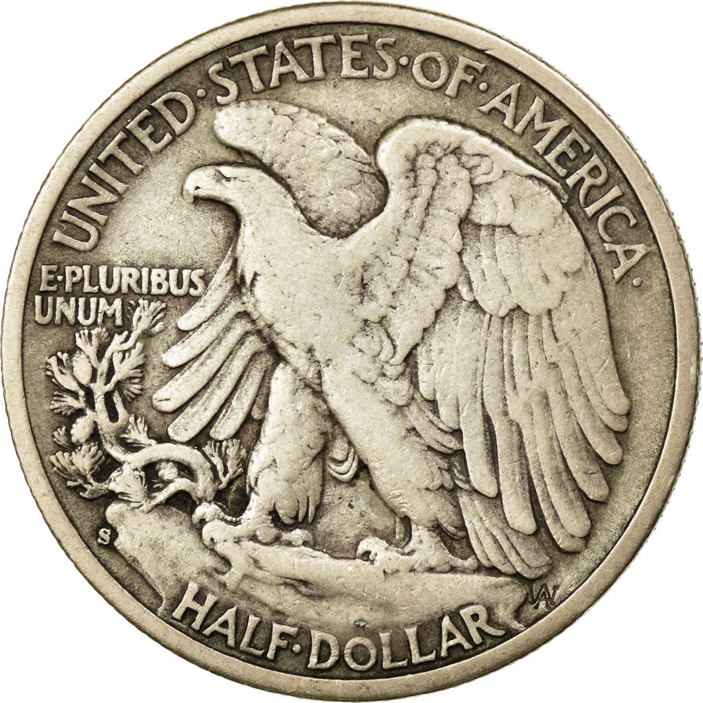 Coin, United States, Walking Liberty Half Dollar, Half Dollar, 1943, U.S. Mint